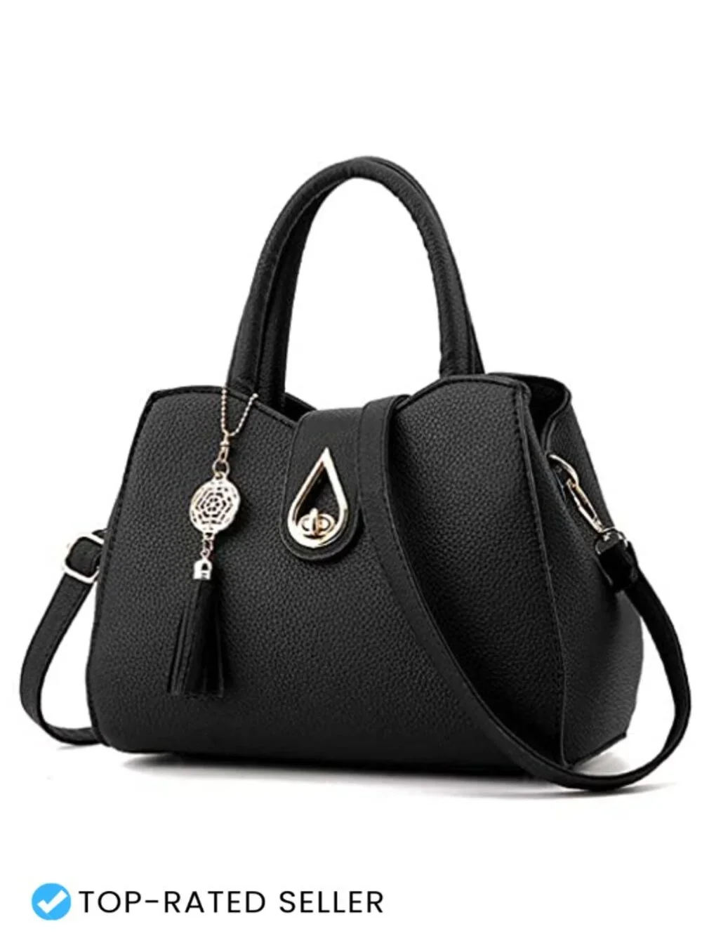 PU Leather Satchel Handbag Women Structured Top Handle Shoulder Tote Detachable